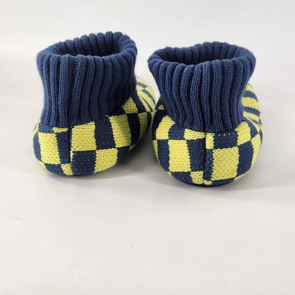 Free People Faux Fur Sleepover Booties 7 Socks Blue Yellow Checkered Cozy - Picture 4 of 9